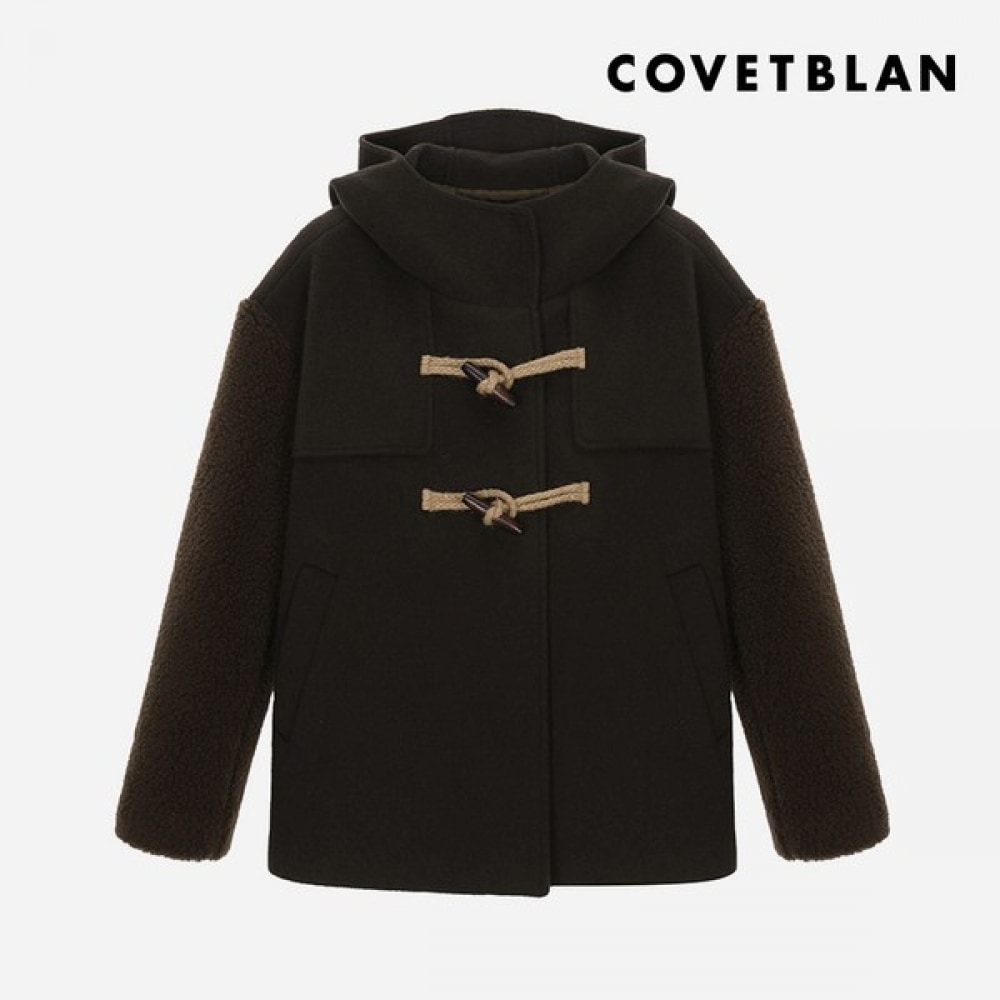 （コルベットブラン）スリーブフリースカラーフード付きジャンパーコート（V228MJK203W）