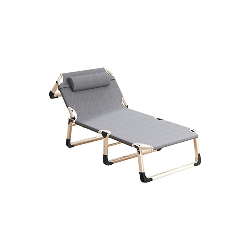 Hiker 折りたたみベッド 簡易ベッド キャンピングベッド レジャーベッド アウトドアチェア 組み立て簡単 4段階調整 室内 アウトドア用 仮眠/残業/防災用 枕付き 耐荷重 200kg (グレー)