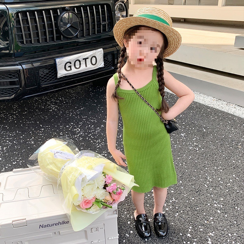 2024 子供ベビーガールサマードレスガールズドレスサマーニットキャミソールドレスシーズンビーチバケーション