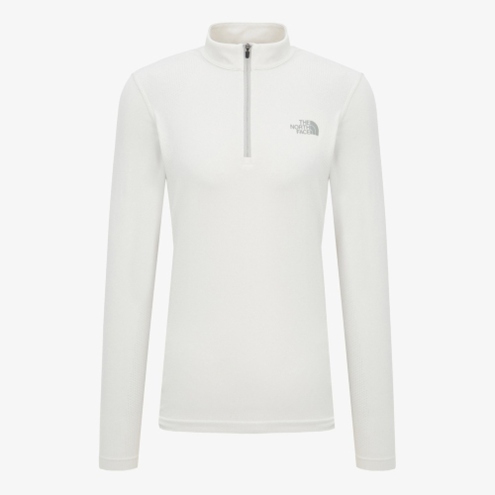 ザノースフェイス NT7LQ81C 女性用シンプルフリーロングスリーブジップTシャツ_クリーム