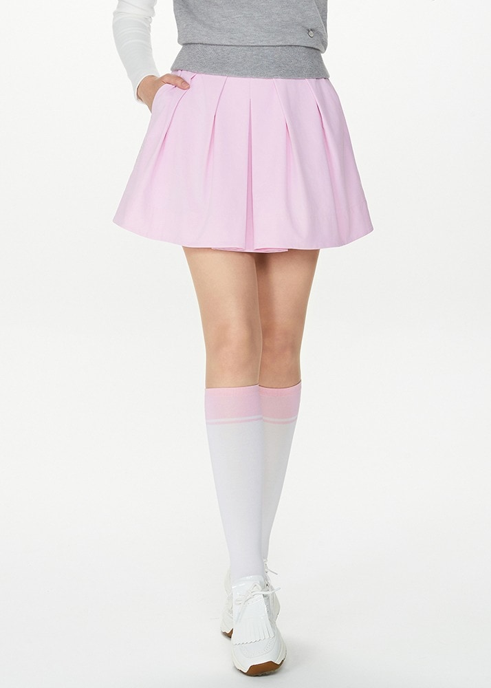 DUVIK バルーンフレア 뒤밴딩 キュロット / L.PINK