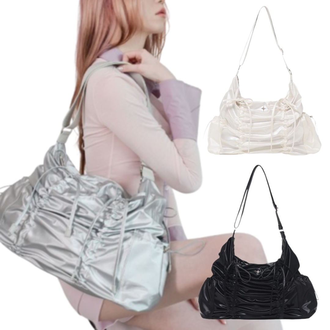 For Appeal String Large Hobo Glossy アピールストリングリボンラージホーボーバッグ グロッシーピンク