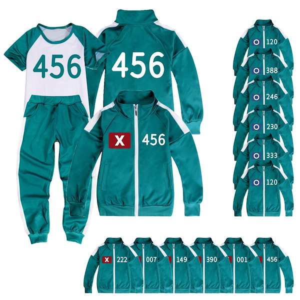 Qoo10] イカゲーム コスプレ運動服 子供用2点セ