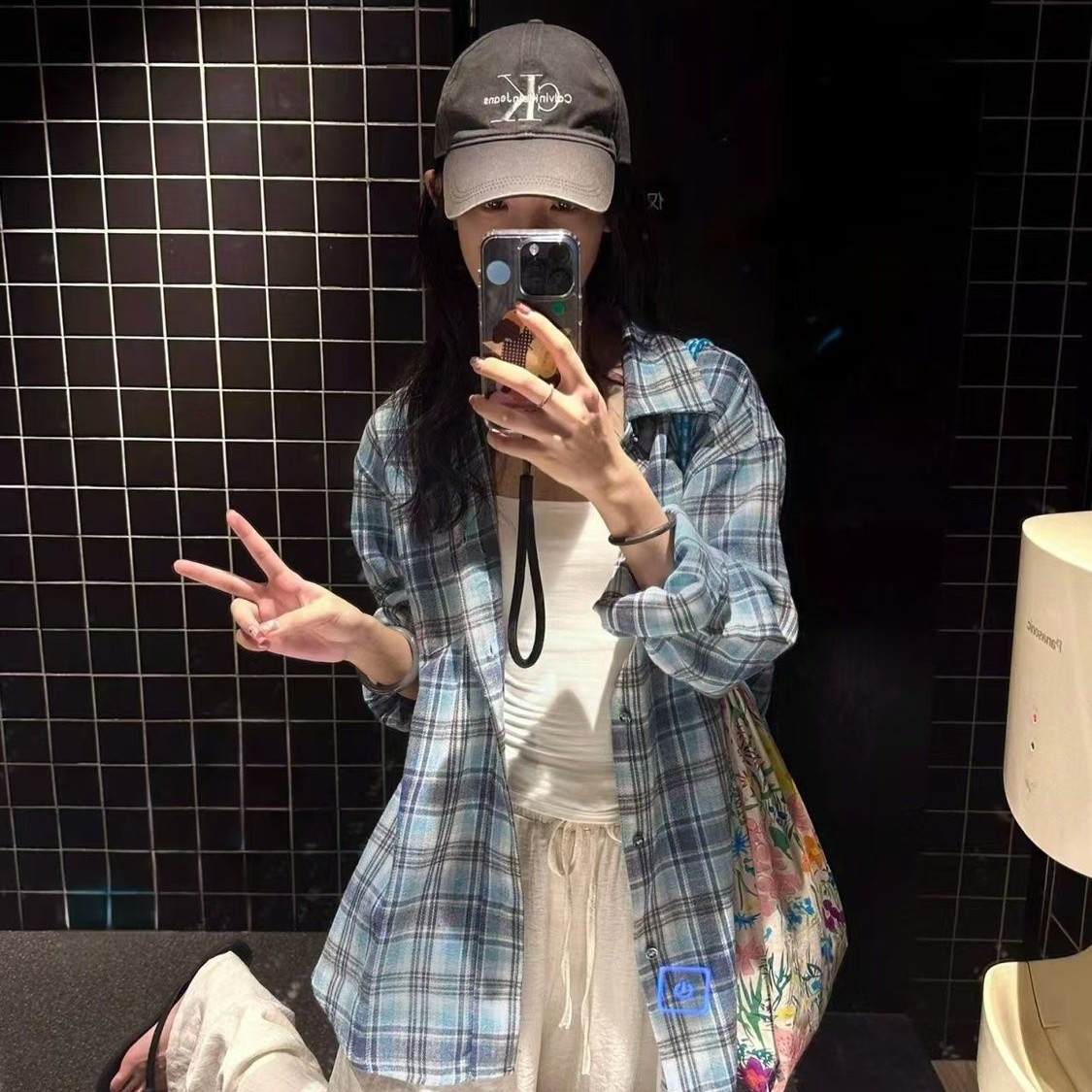 高級感 青 ギンガム 長袖 シャツ レディース デザイン性 ポロ カラー 起毛 シャツ 重ね着 ゆったり おしゃれ トップス208