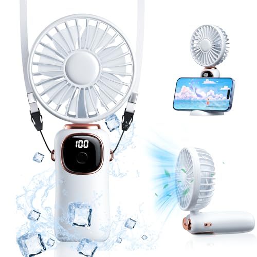 ハンディファン【3way使用折り畳み】 携帯扇風機 小型 手持ち/首掛け/卓上 USB充電式 最大20時間動作 5段階風量調整 7枚羽根 大風量 静音 ミニ扇風機 せんぷうき 折り畳み ストラップ付き