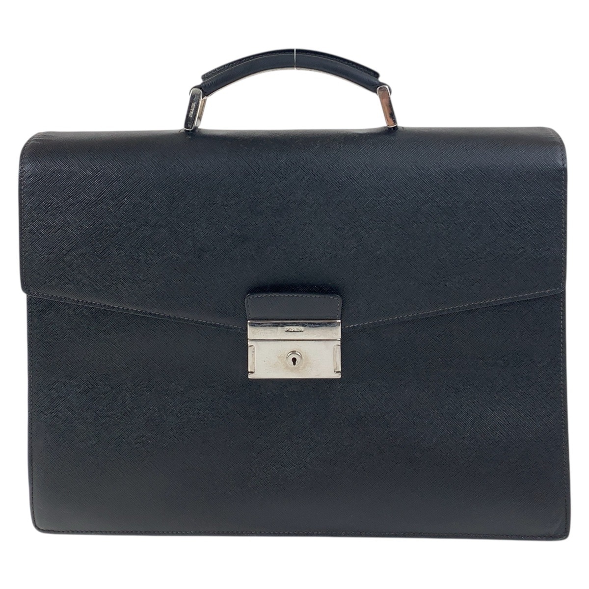 サフィアーノ ブラック 黒 シルバー金具 レザー ビジネスバッグ ブリーフケース メンズ 503918