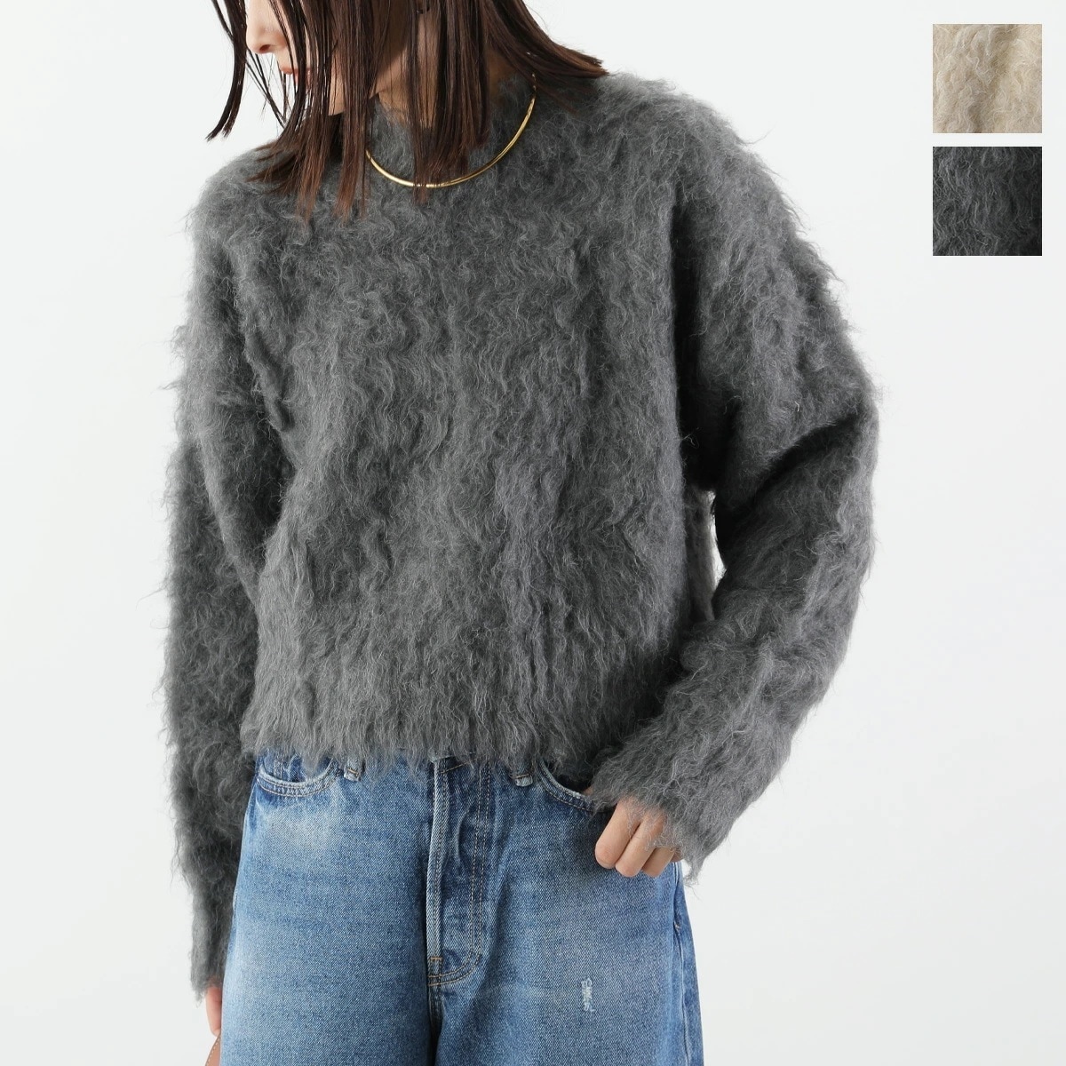 PASSIONE パシオーネ セーター 546912 レディース シャギー ニット クルーネック 長袖 カラー2色