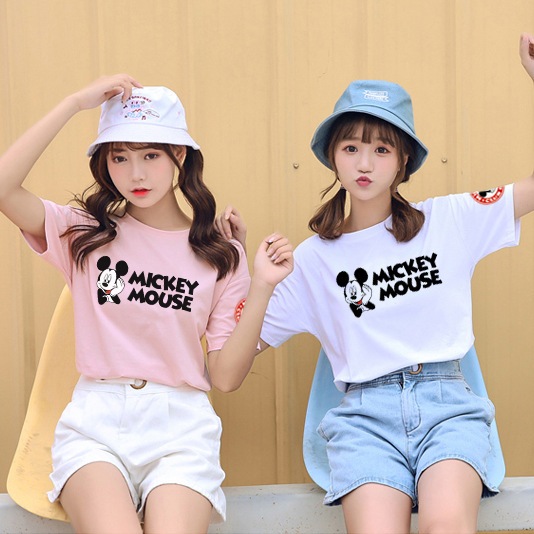 可愛いミッキー Tシャツ ペアルックカップルtシャツ ペアtシャツ 半袖tシャツ 男性tシャツ韓国風 カップルお揃い部屋着メンズtシャツ レディース半袖 ディズニー遊び 8色