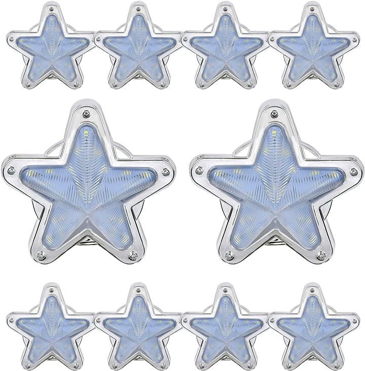 LED サイドマーカー 星型 12V 24V ランプ トラック デコトラ 軽トラ レトロ 旧車 ホタル 10個 セット 白 ホワイト( ホワイト 10個)