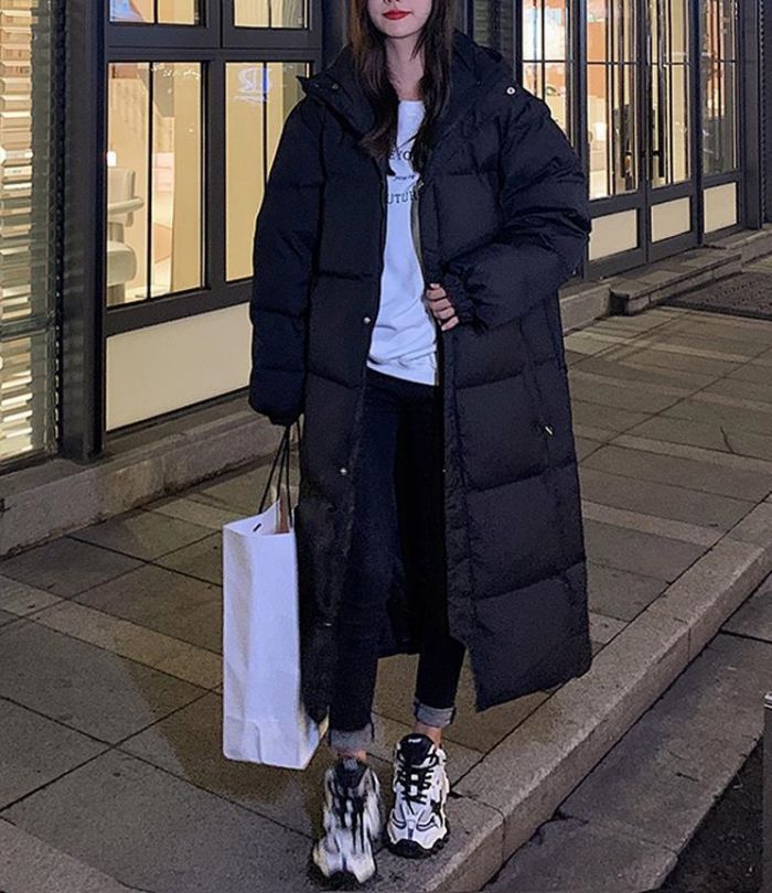 韓国風 大きめ ゆったり感 ポケット付き フード付き 厚手 おしゃれ あったか おしゃれ中綿コート