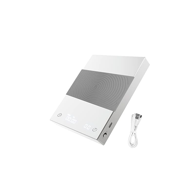 TIMEMORE タイムモア Black Mirror Basic+ コーヒー スケール 高精度 計量器 精度0.1g 測量範囲0.5ｇ-2000g タイマー機能付き はかり オートオフ機能付き 白い