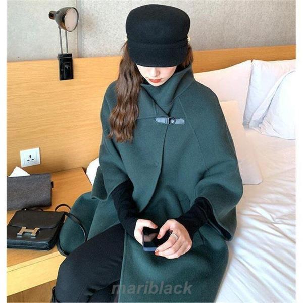 【即納】コート レディース ロングコート ラシャコート 秋 冬 ロングコート ロング丈 チェスター 無地 長袖 アウター チュニック ハイネック カジュアル オシャレ