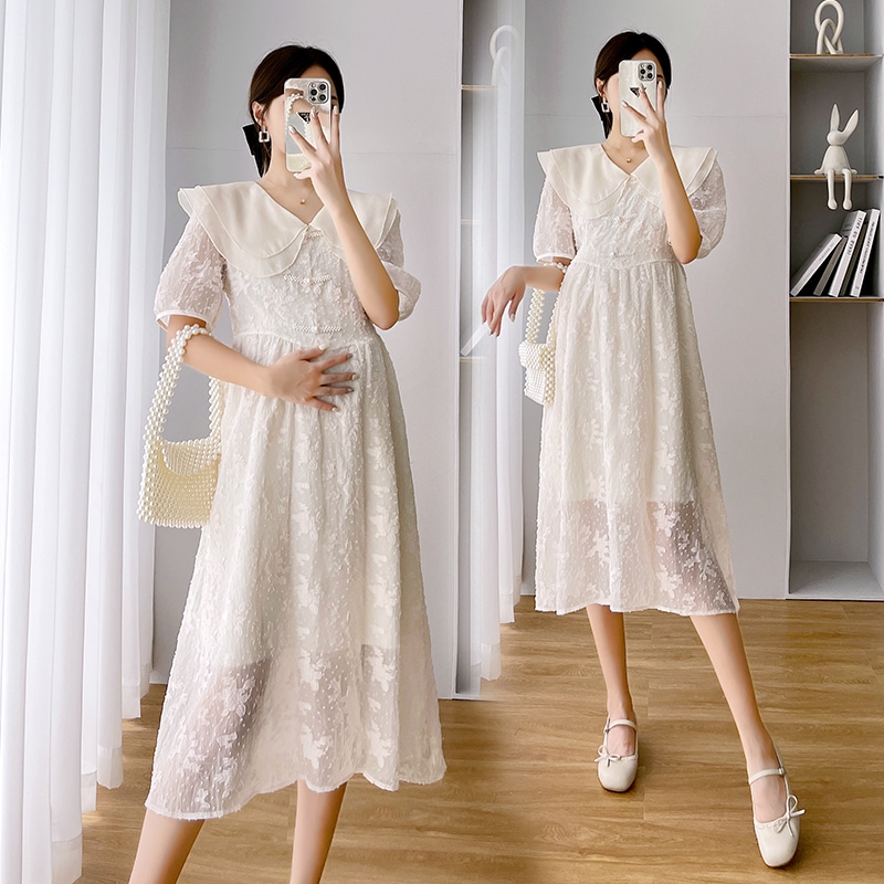 マタニティーワンピース パールバックルVネックワンピース マタニティードレス ロングワンピース マタニティー ワンピース ドレス ニットワンピース ゆったりサイズ レディース オシャレ