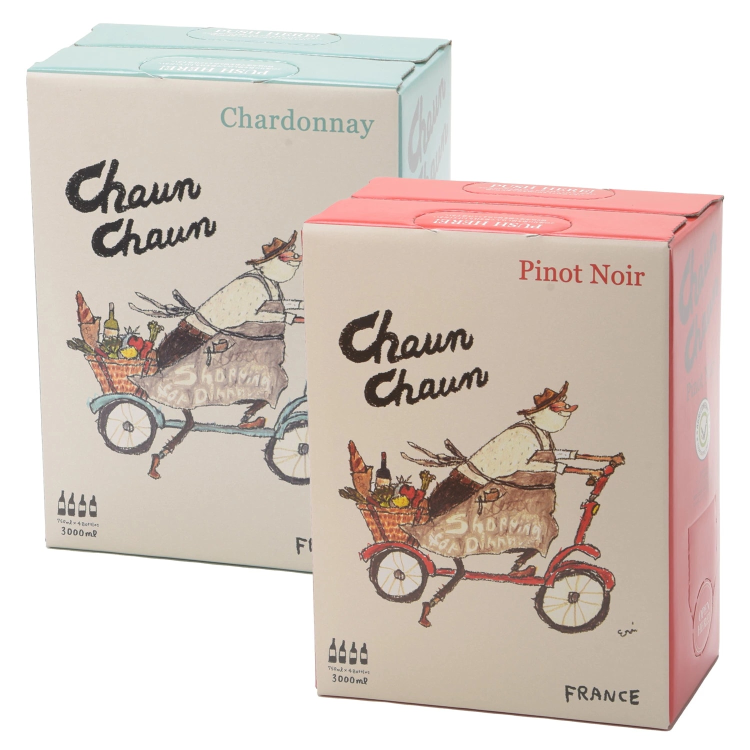 フランス ワイン チャウンチャウン　750ml 　3本セット　赤ワイン ピノ・ノワール ピノノワール 白ワイン シャルドネ 　リースリング　ワインセット