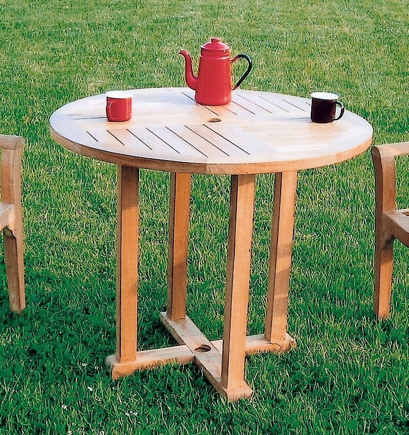 ジャービス商事　ガーデンテーブル　天然木無垢材　丸テーブル0909　20706　木製