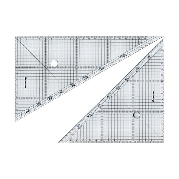 (まとめ) ステッドラー レイアウト用方眼三角定規 24cm 45・60ペア 966 24 1組 (×10セット)