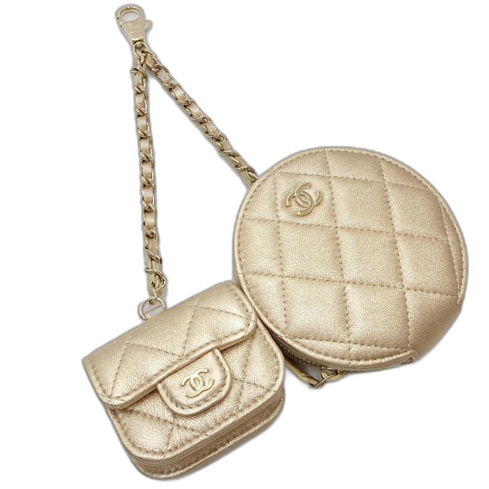 コイン＆AirPodsケース マトラッセ 2024 コインケース 2024年イヤーズギフト レザー メタリックゴールド/181349【中古】