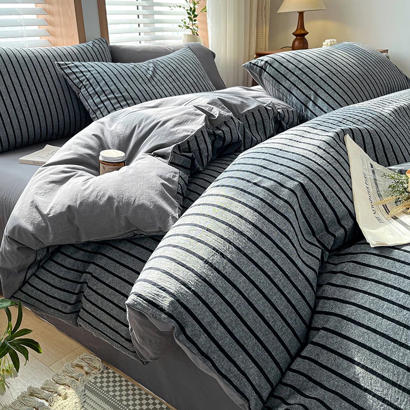 寝具 水洗 枕套 シーツ 布団カバー A類全綿 ソフト 通気性良い 4点セット 快適性