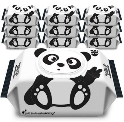 ネイチャーストーリー ソフトパンダ 赤ちゃんウェットティッシュ キャップ型 100枚*10パック