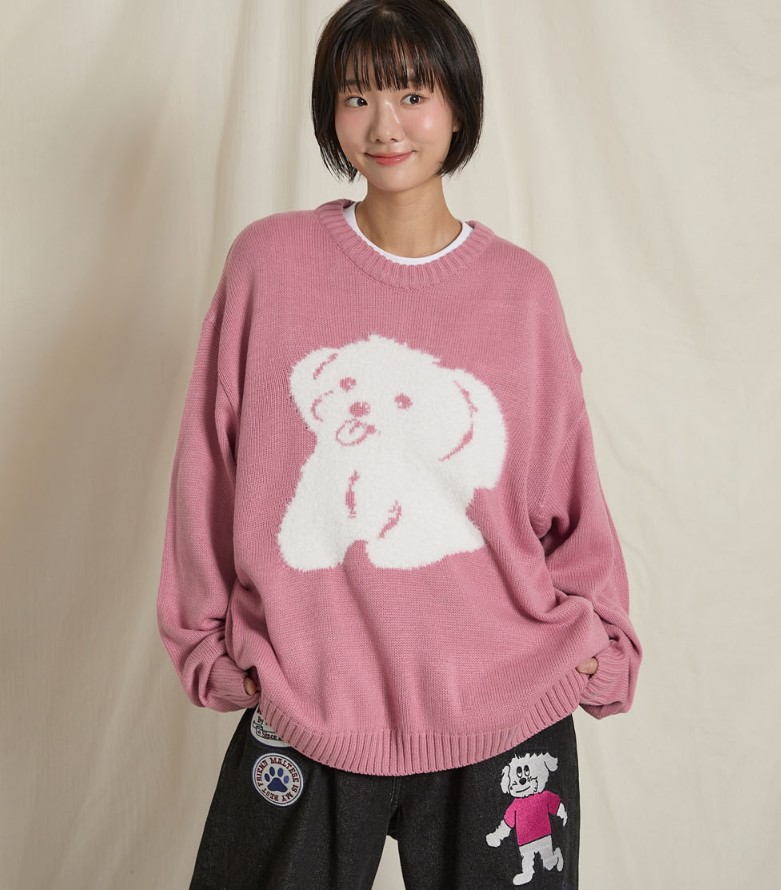 ヘアリーマルチーズ グラフィックニット 2カラー　UNISEX