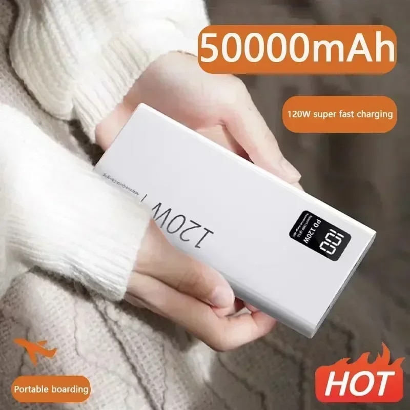 大容量パワーバンク,50000mAh,急速充電,ポータブルバッテリー充電器,iPhone, Samsung, Huawei用,120W - 509