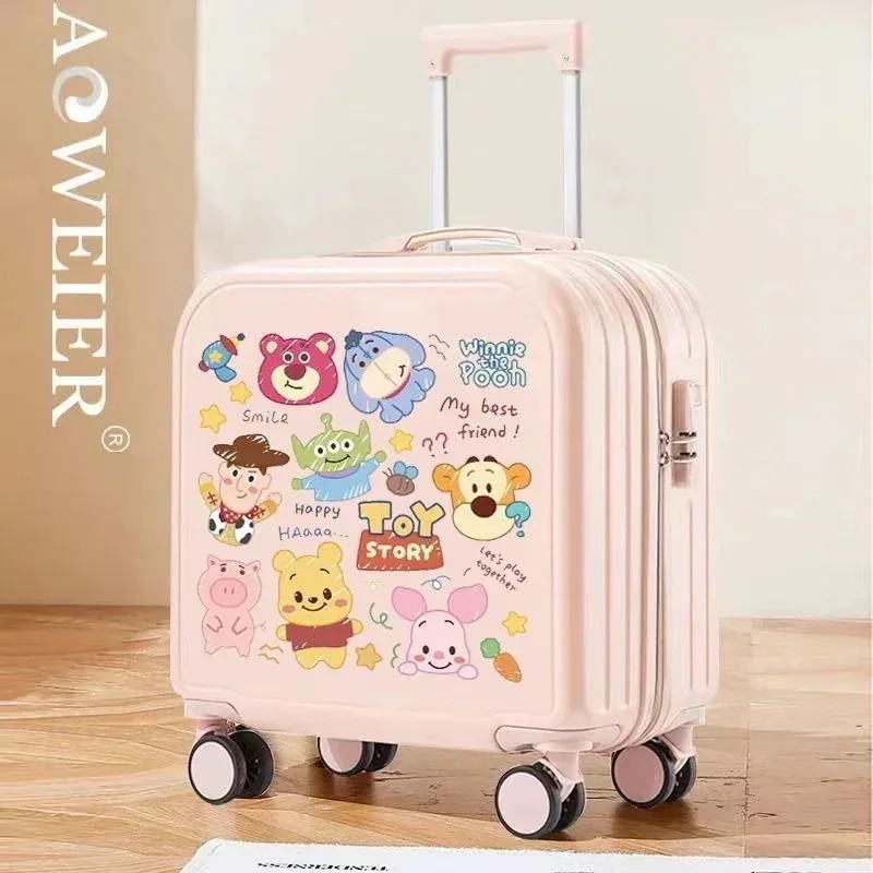 新品/無料宅配/3日出荷18インチ子供スーツケース女の子小型軽量20インチ搭乗スーツケース学生漫画スーツケースパスワードボックス