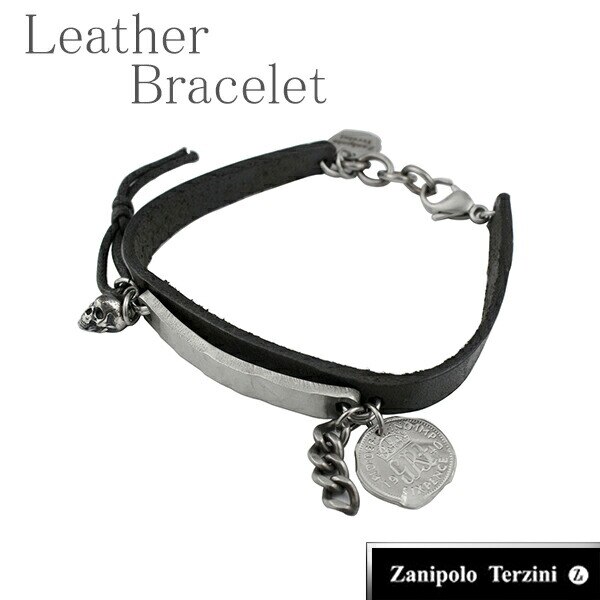 ザニポロタルツィーニ リングフック レザーブレスレット メンズ 牛革