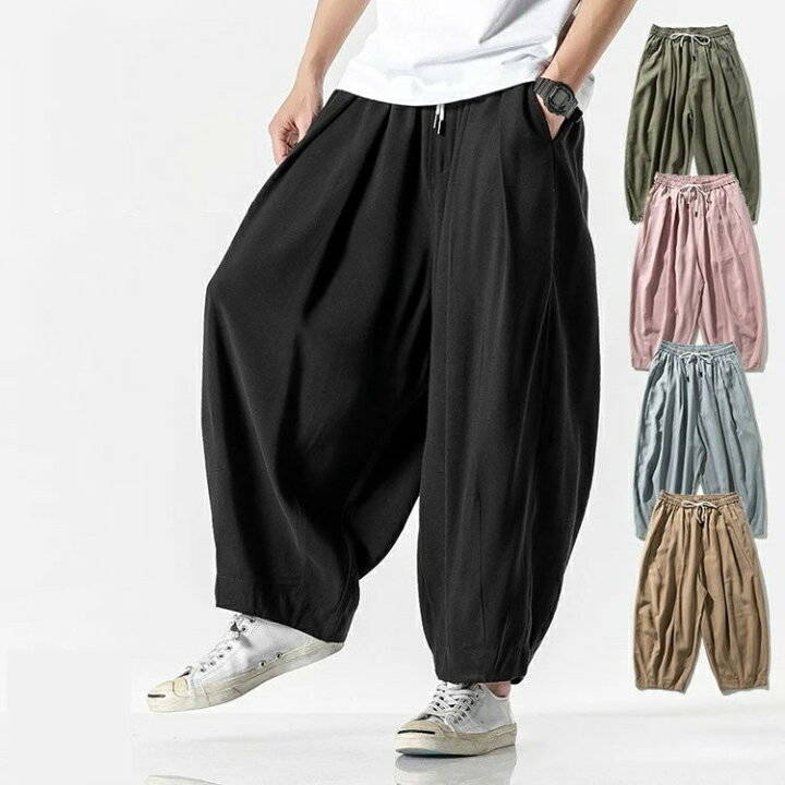 【限定特典！】メンズ ワイドパンツ エスニック リラックスパンツ メンズ バルーンパンツ 民族系 太い 太め