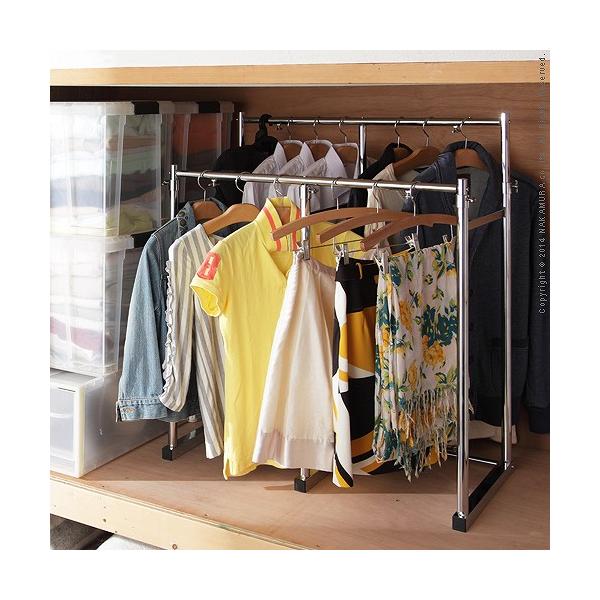 押入れ収納 ハンガーラック スチールラック パイプハンガー 押し入れ 収納 半間用 ハンガーバー 頑丈 丈夫 しっかり 耐久性 伸縮 サイズ調瀬 ロータイプ 引い