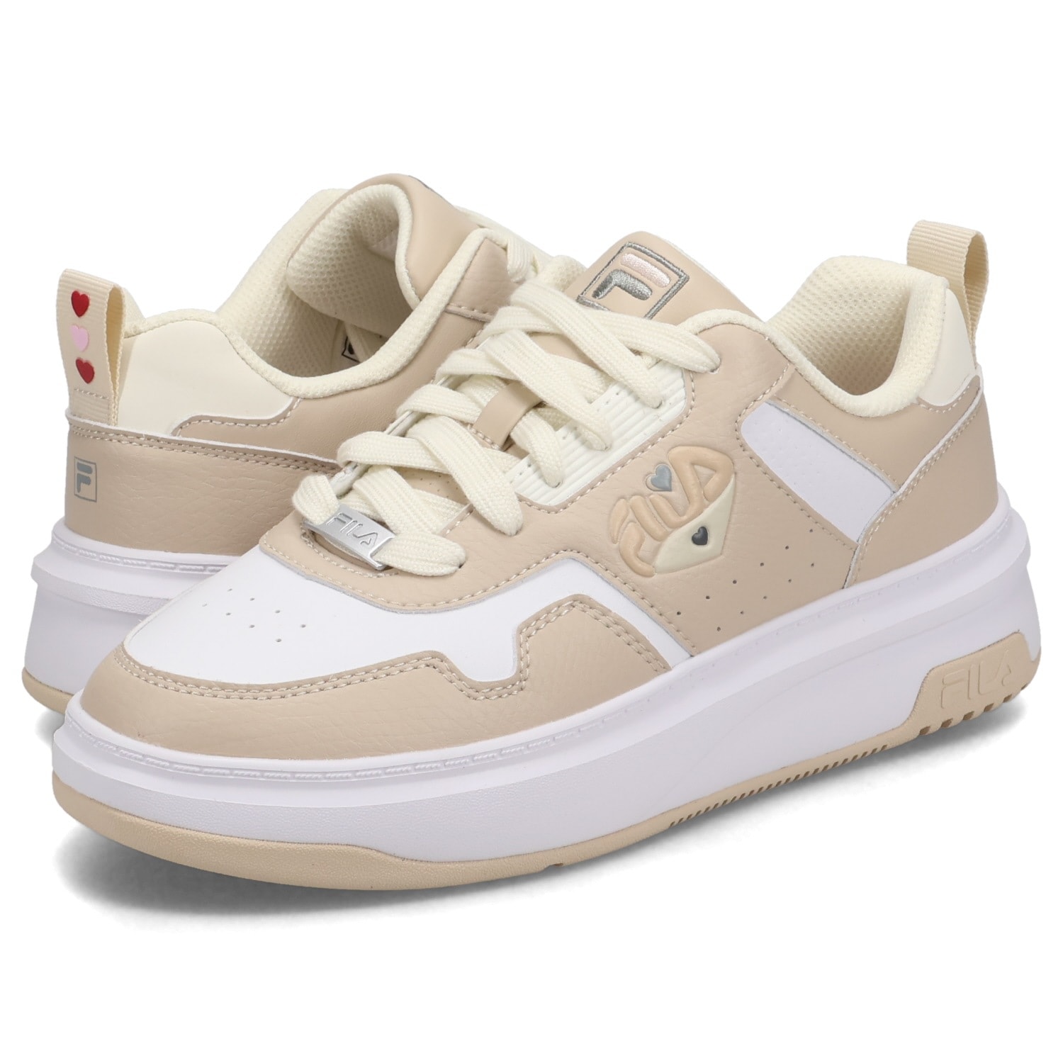 スニーカー アーケード エボ ハート レディース 厚底 ベージュ WFW24029-153