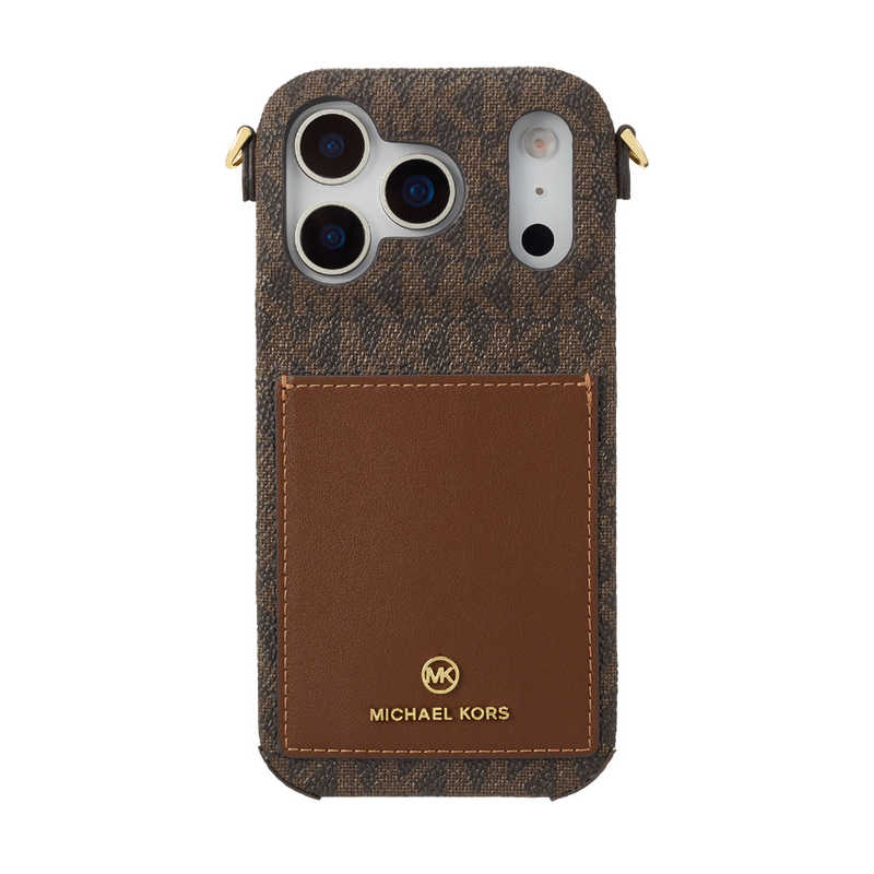 マイケルコース　MICHAEL KORS - Wrap Case Pocket with Strap for iPhone 17 Pro Brown　MKWSBRWPWIP2563P