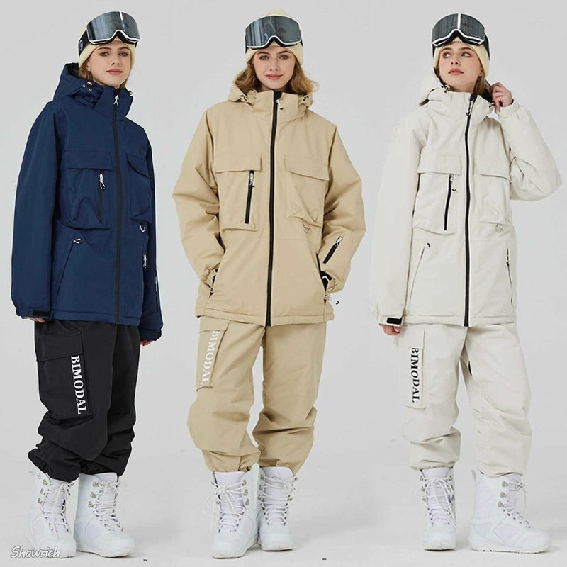 スノーボードウェア 上下セット セットアップ スノボウェア スキーウェア ジャケット アウター ロングパンツ ボトムス ズボン レディース メンズ 耐水圧15000mm 無地 綿入りジャケット 男女兼