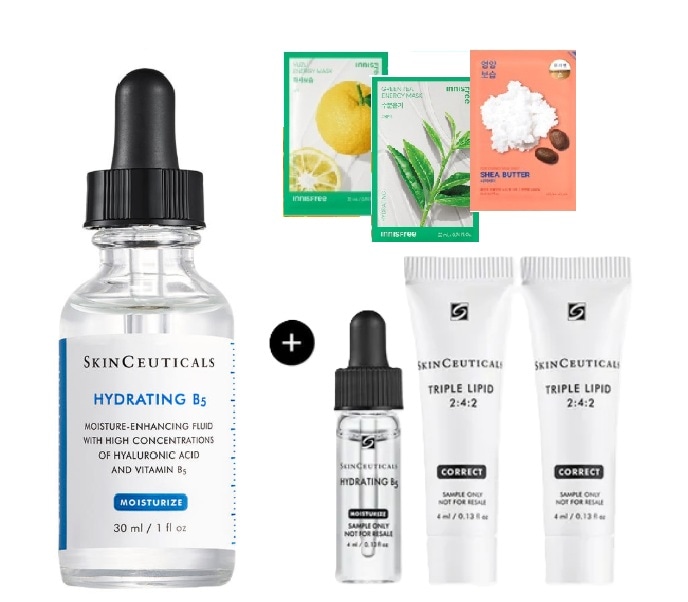 ハイドレーティング B5 ウォーターミスト保湿セラムセット（+B5 4ml＋トリプルフィード 4ml＋4ml）＋3枚のマスク