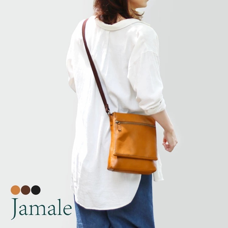 [Jamale]日本製牛革防水レザーショルダーバッグ