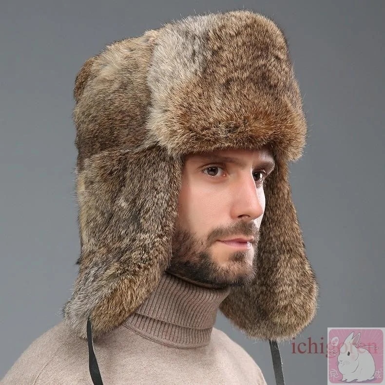 毛皮帽子 ロシア帽 メンズ フライトキャップ パイロット ラビットファー 防寒 あったか 耳あて付き 大きいサイズ 厚手 アウトドア おしゃれ