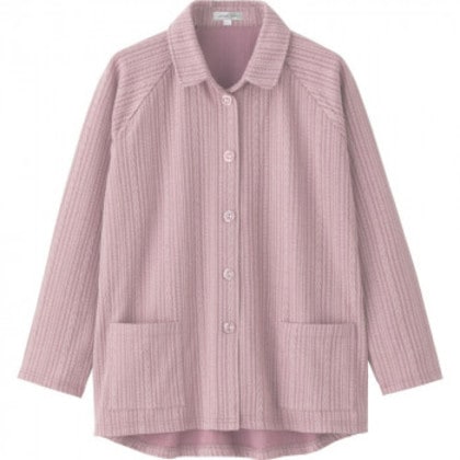 ケアファッション カット衿付マグネット釦カーディガン(指先ストレッチ)(婦人) ローズ M～L 82060211