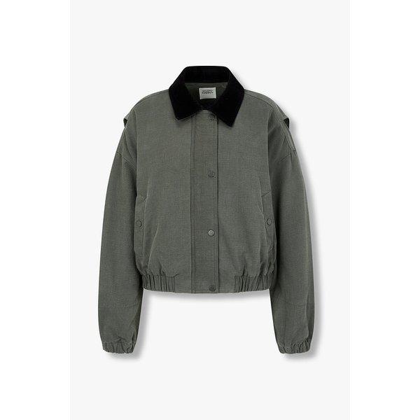 配色カラーネックコットンクロップジャンパー9105413212048