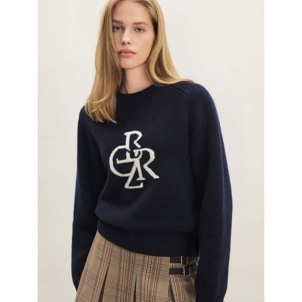 CITYBREEZE メリノウールシンボルロゴプルオーバーニットネイビー