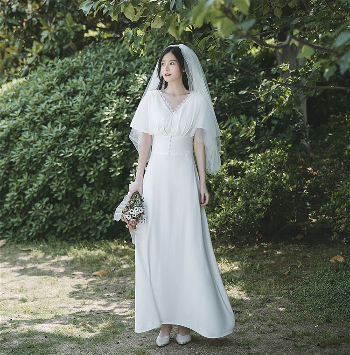 特別仕様ウェディングドレス 袖あり ロングドレス 演奏会 ウエディングドレス 二次会 結婚式 Aラインドレス パーティードレス 花嫁 大きいサイズ ワンピース お呼ばれ ブライダル エンパイア 披露宴