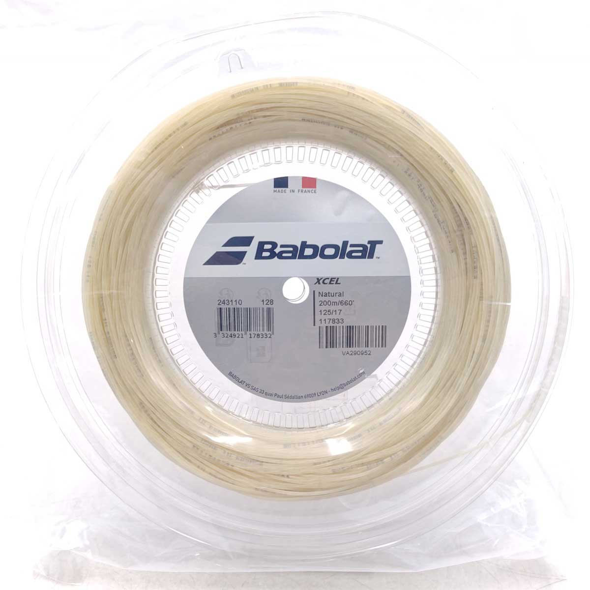 【中古・未使用品】バボラ XCEL エクセル 125 硬式 テニス ストリング ガット 200m ロール ナチュラル 243110 117834 BABOLAT 1.25mm