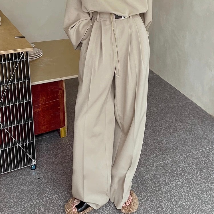 レディース パンツ ボトムス ストレートパンツ ロングパンツ タックパンツ アシンメトリー フルレングス ボートネック ストレート フェミニン タック ポケット ハイウエスト ドッキング ベルト付き