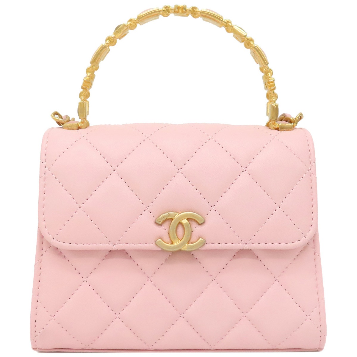 シャネル CHANEL 2WAYバッグ マトラッセ トップハンドル ミニ ラムスキン ピンク ゴールド金具 チェーンショルダー AP2945 ランダムシリアル 【箱】【中古】