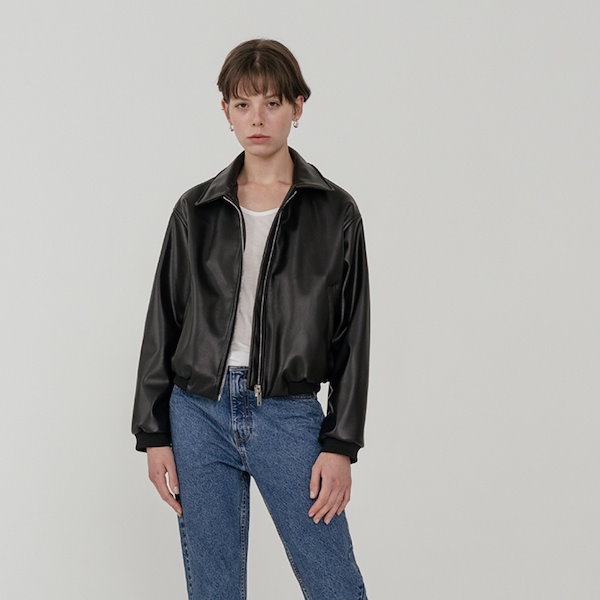 韓国公式ブランド LADY VOLUME / Overfit leather crop blouson レザージャケット