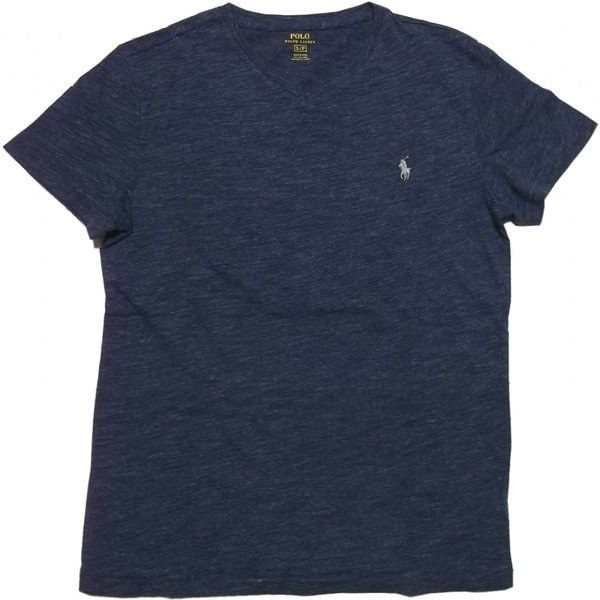 半袖 Vネック ワンポイント Tシャツ ブルー PR2-423