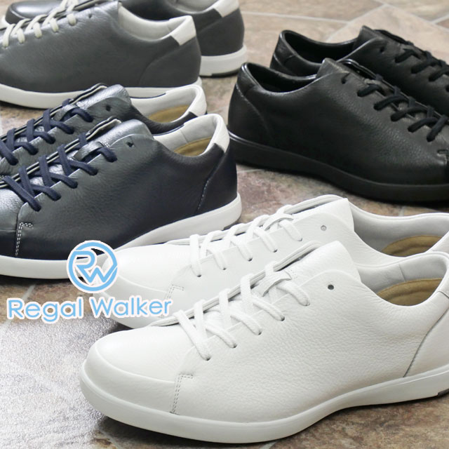 リーガルウォーカー メンズ スニーカー 幅広 3E レースアップ ディアスキンスニーカー ローカット レザースニーカー カジュアルシューズ メイドインジャパン 本革 日本製 324W ブラック 黒 ネ