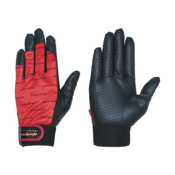 （まとめ）ペンギンエース ノンスリップライト Pパターンマジック L レッド 1双[x3]