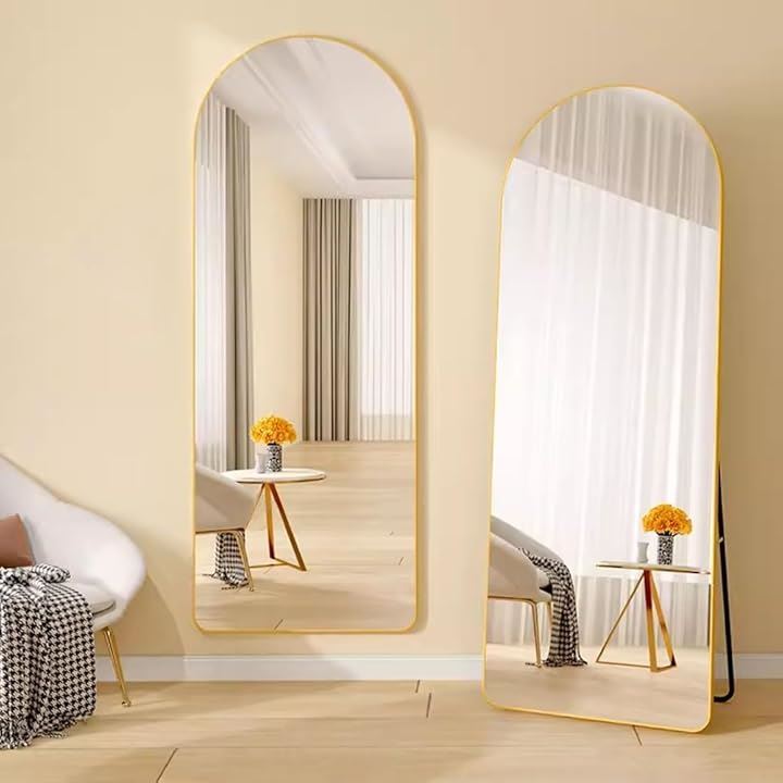 姿見鏡 壁掛け鏡 スタンドミラー 全身鏡 アルミ合金フレーム 両用 折りたたみ ウォールミラー 全身ミラー 飛散防止 おしゃれ 軽量 立てかけ 洗面所(ベージュ, 40x150cm)
