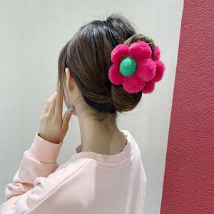 【幸運】韓国モコモコの花の小花つかみクリップ前髪半束ね髪つかみ甘いかわいい髪飾り
