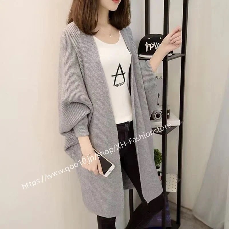 【2枚購入で 2oo円OFF】ミディアム丈ストールドルマンスリーブカーディガン女性2022韓国版春冬上品ゆったりニット厚手コート30%までに制限 5,173円