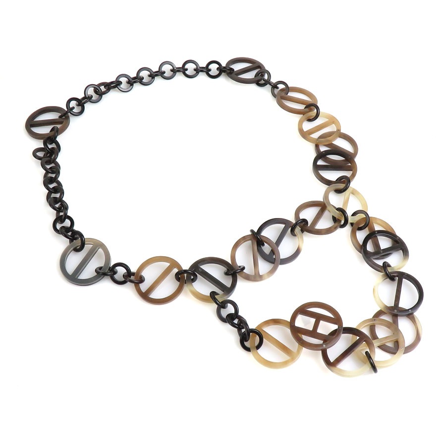 エルメス HERMES ネックレス バッファローホーン ブラウン レディース h30601a